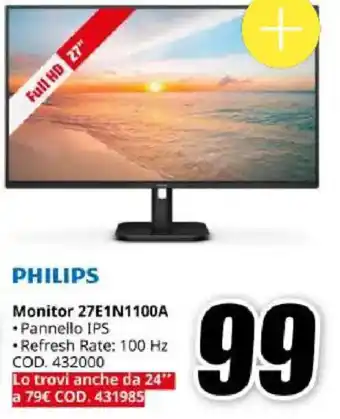 MediaWorld PHILIPS Monitor 27E1N1100A offerta