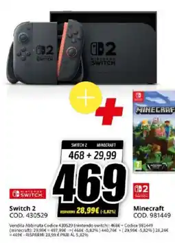 MediaWorld Nintendo SWITCH 2 + Minecraft offerta