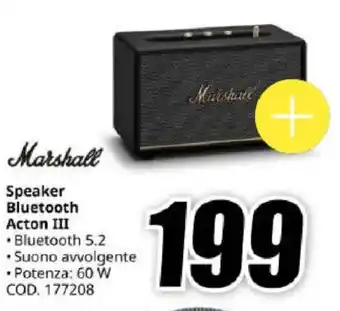 MediaWorld Marshall Speaker Bluetooth Acton III offerta