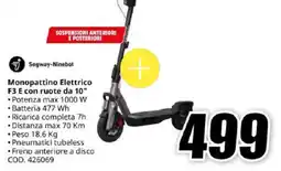 MediaWorld Segway-Ninebot Monopattino Elettrico F3 E con ruote da 10" offerta