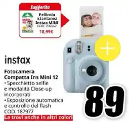 MediaWorld instax Fotocamera Compatta Ins Mini 12 offerta