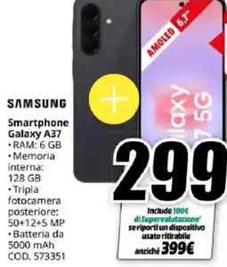MediaWorld SAMSUNG Smartphone Galaxy A37 offerta