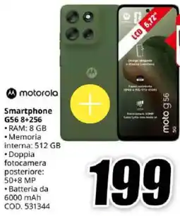MediaWorld motorola Smartphone G56 8+256 offerta