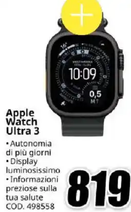 MediaWorld Apple Watch Ultra 3 offerta