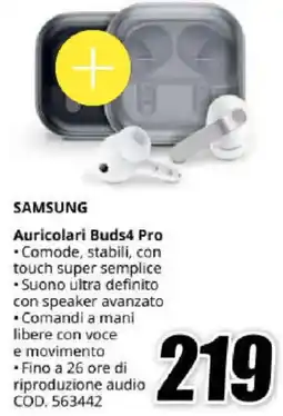 MediaWorld SAMSUNG Auricolari Buds4 Pro offerta