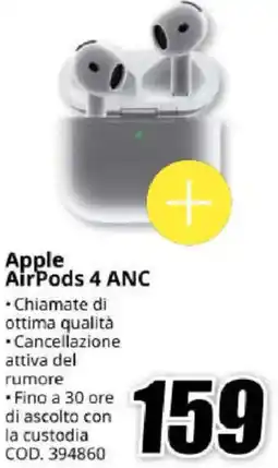 MediaWorld Apple AirPods 4 ANC offerta