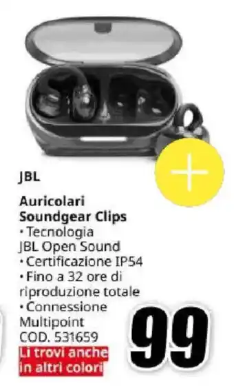 MediaWorld JBL Auricolari Soundgear Clips offerta