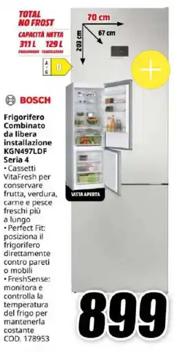 MediaWorld BOSCH Frigorifero Combinato da libera installazione KGN497LDF Seria 4 offerta