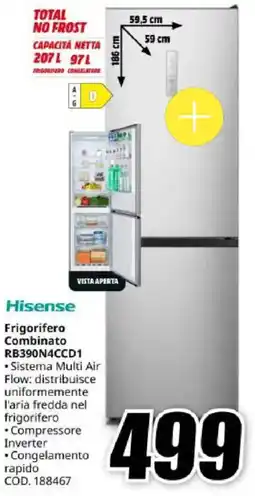 MediaWorld Hisense Frigorifero Combinato RB390N4CCD1 offerta