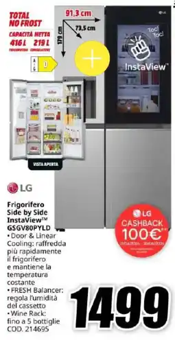 MediaWorld LG Frigorifero Side by Side InstaView M GSGV80PYLD offerta