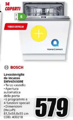 MediaWorld BOSCH Lavastoviglie da incasso SMV4EVX09E offerta