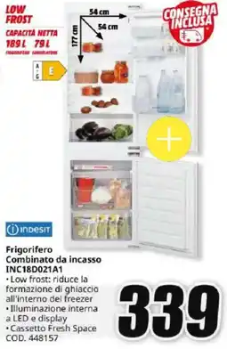 MediaWorld INDESIT Frigorifero Combinato da incasso INC18D021A1 offerta