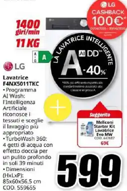 MediaWorld LG Lavatrice F4NX5011TKC offerta