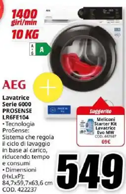 MediaWorld AEG Lavatrice Serie 6000 PROSENSE LR6FE104 offerta