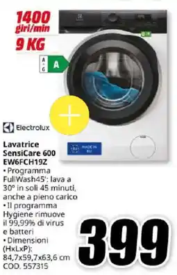 MediaWorld Electrolux Lavatrice SensiCare 600 EW6FCH19Z offerta