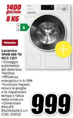 MediaWorld Miele Lavatrice WWB 680 TD WCS 125Y offerta