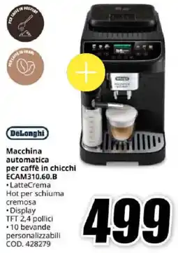 MediaWorld DeLonghi Macchina automatica per caffè in chicchi ECAM310.60.B offerta