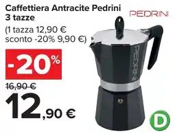 Carrefour Market PEDRINI Caffettiera Antracite Pedrini 3 tazze offerta