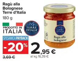 Carrefour Market Ragù alla Bolognese Terre d'Italia offerta