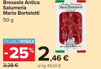 Carrefour Market Bresaola Antica Salumeria Mario Bortolotti offerta