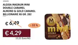 Prezzemolo e Vitale Algida magnum mini double caramel almond & gold caramel billionaire x6 offerta