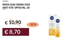 Prezzemolo e Vitale Nivea sun crema viso anti-eta' spf50 offerta