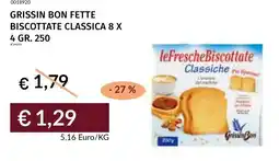 Prezzemolo e Vitale GRISSIN BON FETTE BISCOTTATE CLASSICA 8 x 4 offerta