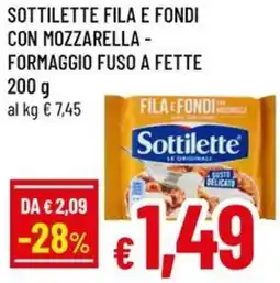 A&O Sottilette fila e fondi con mozzarella - formaggio fuso a fette offerta