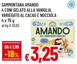 A&O Sammontana amando 4 coni gelato alla vaniglia, variegato al cacao e nocciola offerta