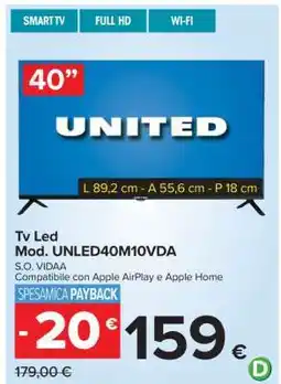 Carrefour Tv Led Mod. UNLED40M10VDA offerta