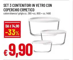 Famila Set 3 contenitori in vetro con coperchio ermetico offerta