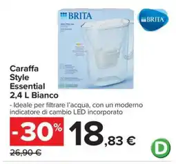 Carrefour Caraffa Style Essential 2,4 L Bianco offerta