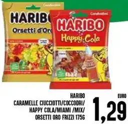 Al Discount Haribo caramelle ciucciotti/coccodri/ happy cola/miami /mix/ orsetti oro frizzi offerta