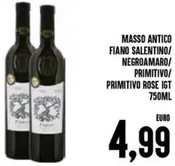 Al Discount Masso antico fiano salentino/ negroamaro/ primitivo/ primitivo rose igt offerta