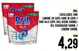 Al Discount Pril excellence 3in1 limone 20 caps/4in1 18 caps / 5in1 14+2 caps/gel igiene / gel sciograsso / limone offerta