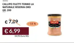 Prezzemolo e Vitale Callipo filetti tonno la naturale riserva oro offerta