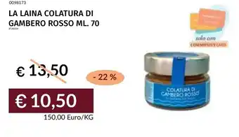 Prezzemolo e Vitale La laina colatura di gambero rosso offerta