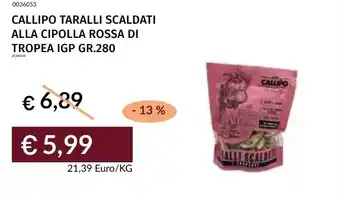 Prezzemolo e Vitale Callipo taralli scaldati alla cipolla rossa di tropea igp offerta