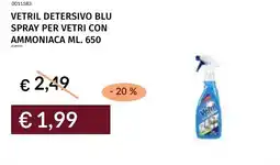 Prezzemolo e Vitale Vetril detersivo blu spray per vetri con ammoniaca offerta