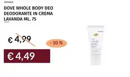 Prezzemolo e Vitale Dove whole body deo deodorante in crema lavanda offerta