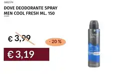 Prezzemolo e Vitale Dove deodorante spray men cool fresh offerta