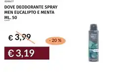 Prezzemolo e Vitale Dove deodorante spray men eucalipto e menta offerta
