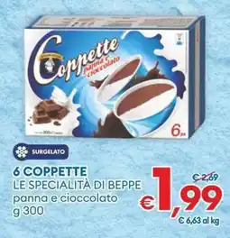 MD Discount 6 coppette le specialità di beppe panna e cioccolato offerta