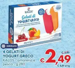 MD Discount 4 gelati di yogurt greco kalos, amarena e pesca offerta