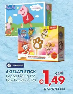 MD Discount 6 gelati stick peppa pig, paw patrol offerta