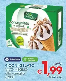 MD Discount 4 coni gelato vivo meglio alla vaniglia offerta