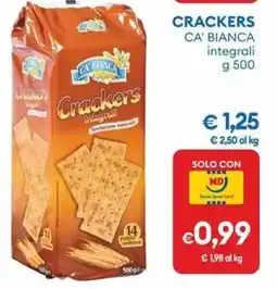 MD Discount Crackers ca' bianca integrali offerta