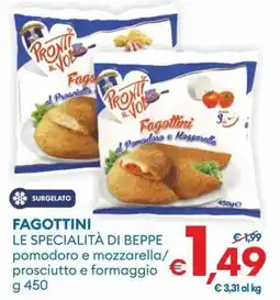 MD Discount Fagottini le specialità di beppe pomodoro e mozzarella/ prosciutto e formaggio offerta