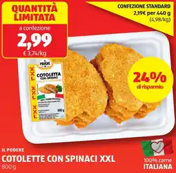 ALDI Il podere cotolette con spinaci xxl offerta