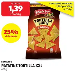 ALDI Snack fun patatine tortilla xxl offerta